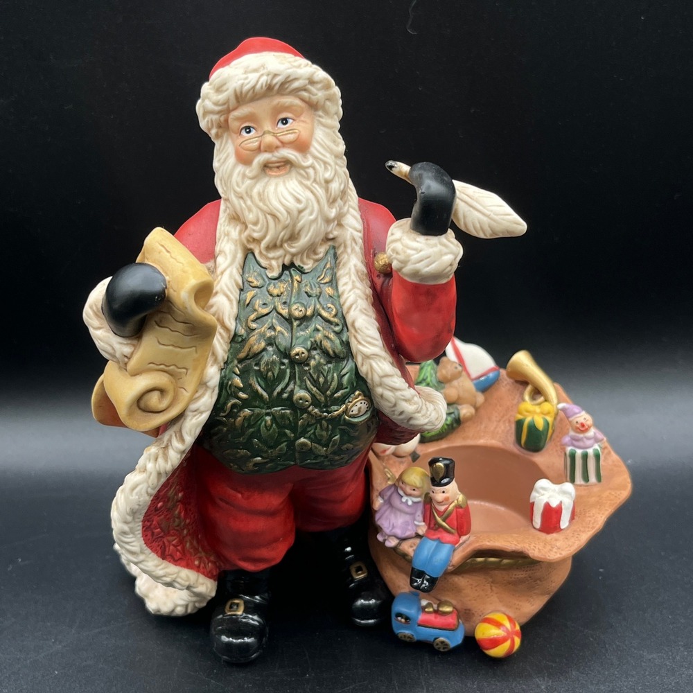 PartyLite Old World Santa Claus Figurine Tealight Holder Red Green P7262 Retired - Picture 2 of 13